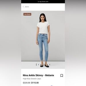 Rag and Bone skinny jeans- like new!